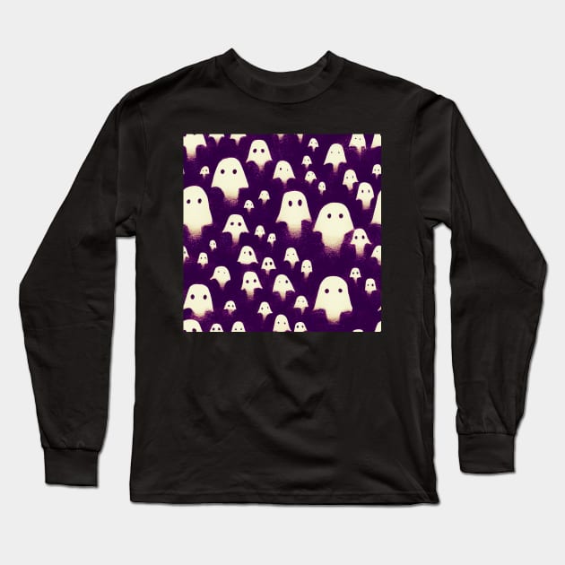 Cute Ghosts Pattern Long Sleeve T-Shirt by SusanaDesigns